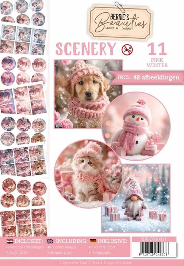 BBPOS10011 push out book Berrie's Beauties scenery nr.11 pink winter