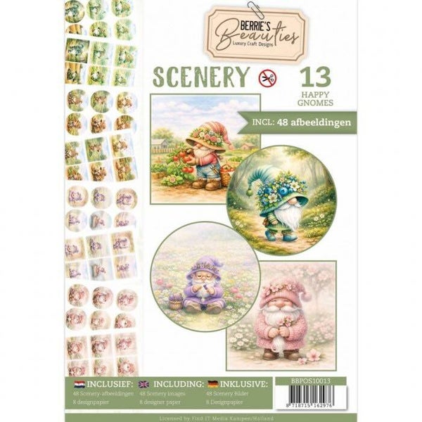 BBPOS10013 push out book Berrie's Beauties nr.13 happy gnomes