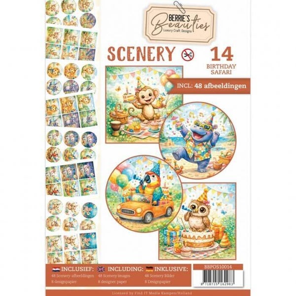 BBPOS10014 push out book Berrie's Beauties nr.14 birthday safari