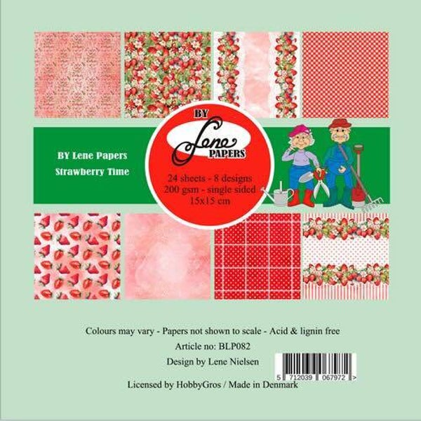 BLP082 paper pack 15 x 15 cm - strawberry time