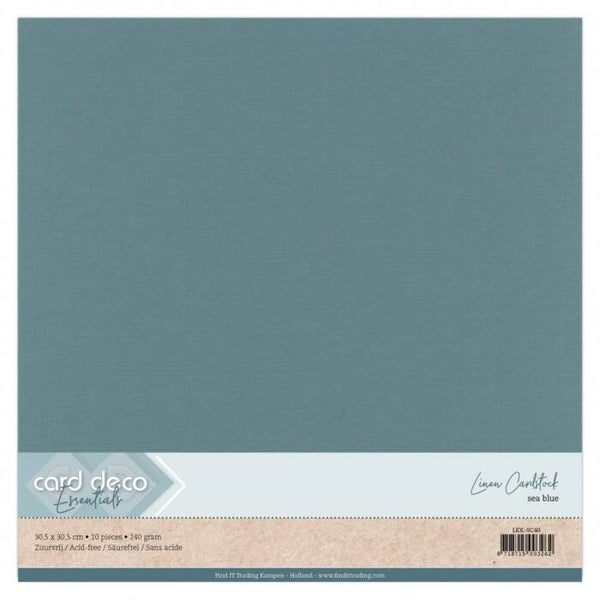 Cardstock linnenkarton sea blue
