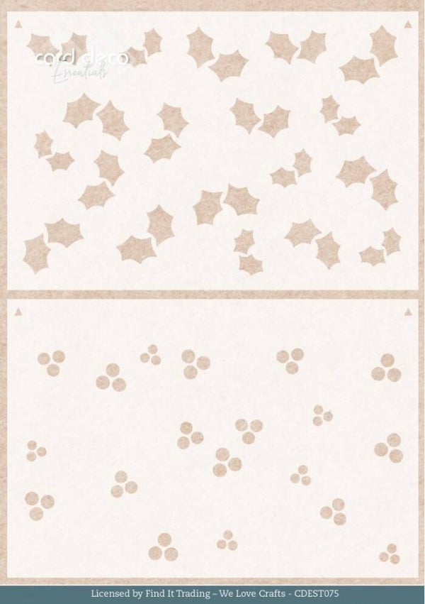 CDEST075 mixed media stencil - floral holly pattern