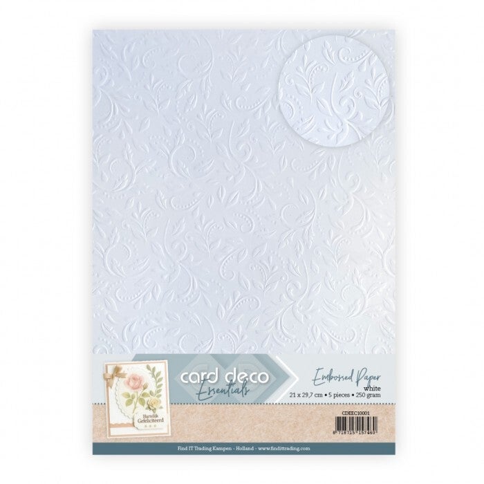 A4 embossed karton - ornamental grace white