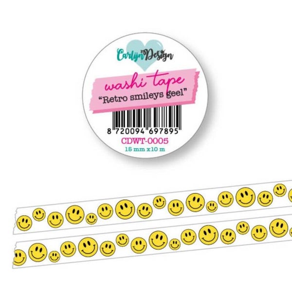 CDWT-0005 washi tape - retro smileys geel