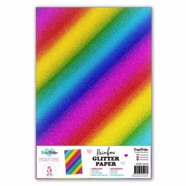 CDSP-0002 zelfklevend glitter papier - regenboog