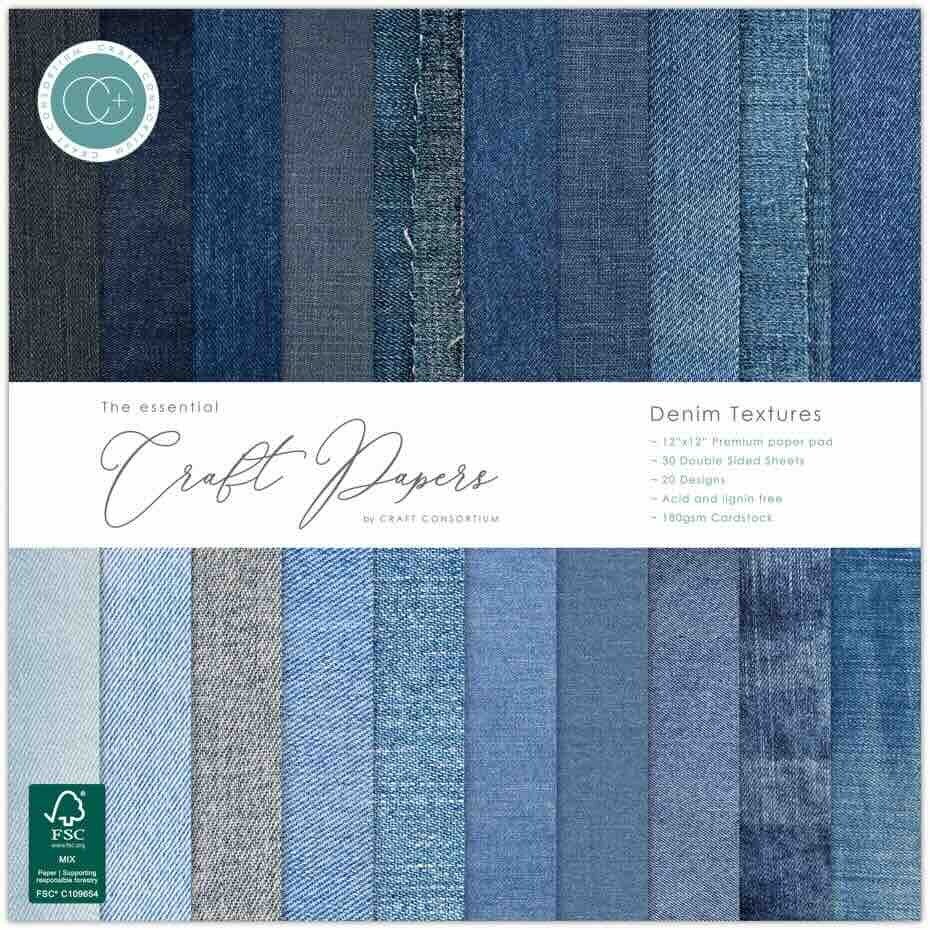 CCEPAD044 paper pack 30,5 x 30,5 cm - denim textures