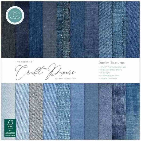 CCEPAD044 paper pack 30,5 x 30,5 cm - denim textures