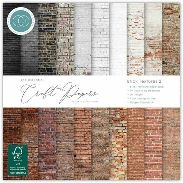 CCEPAD042B paper pad 15 x 15 cm - brick textures 2