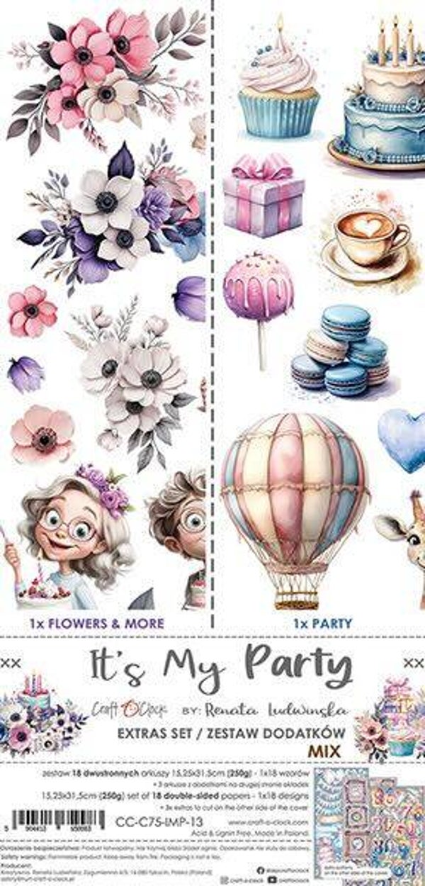 CC-C75-IMP-13 paper pack 15 x 30 cm - it's my party extra's set mix