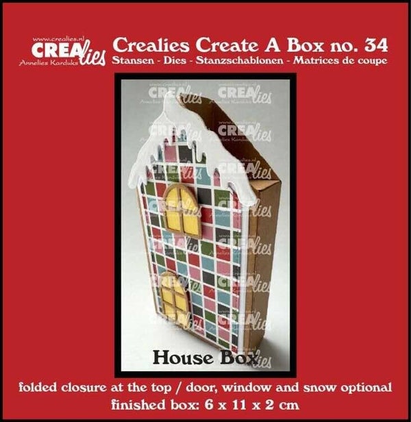 CCAB34 Create a Box - flat box house with door, window & snow