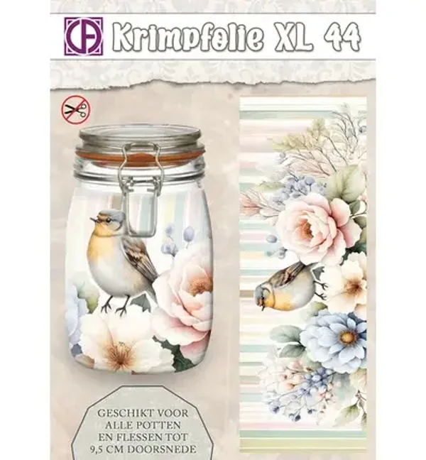Krimpfolie nr.44 -  vogel / bloemen