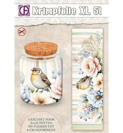 Krimpfolie nr.51 - vogel /bloemen