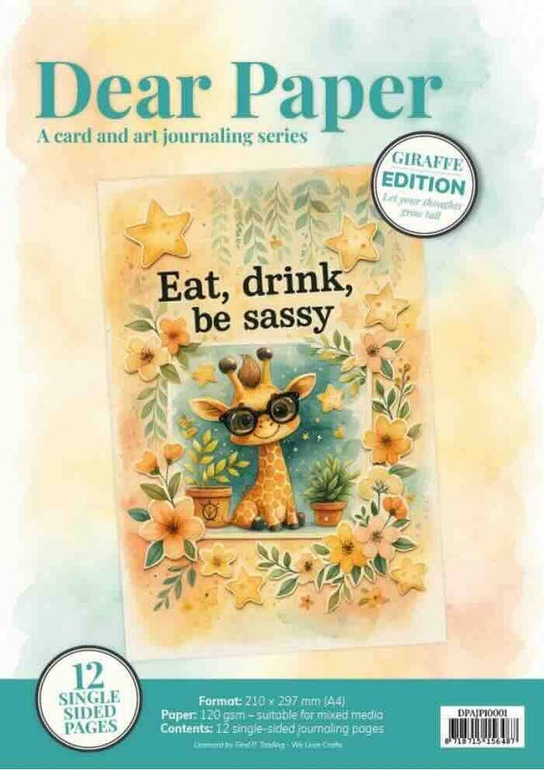DPAJP10001 dear paper - card & art journaling paper photos giraffe