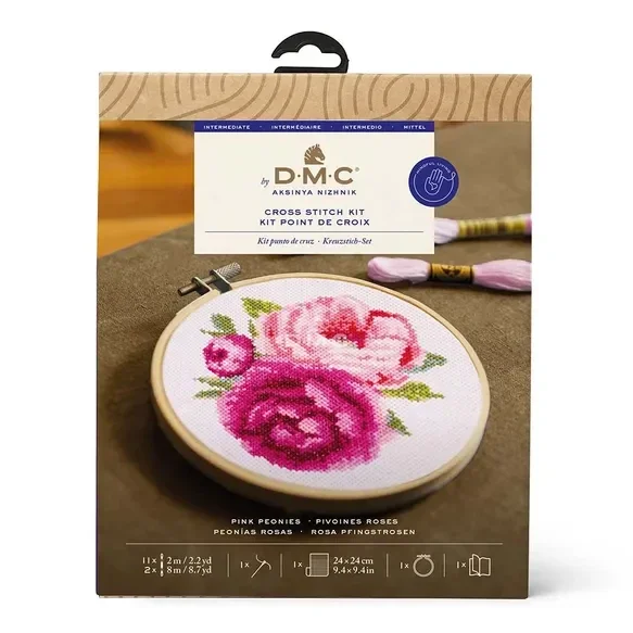 BK1895 DMC borduurpakket - pink peonies