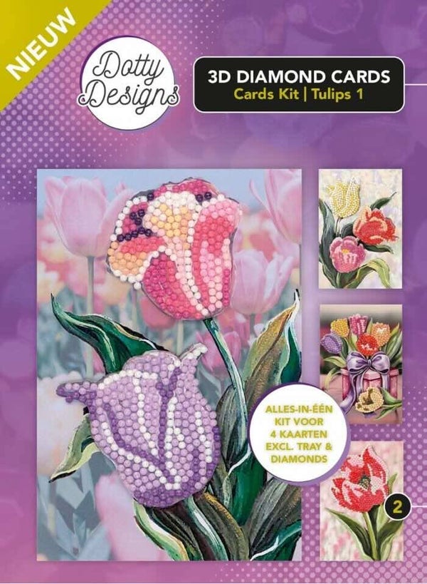DDDCK002 Dotty Designs 3D Diamond Cards set nr.2 tulips