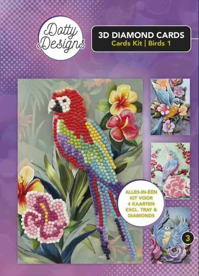 DDDCK003 Dotty Designs 3D Diamond Cards set nr.3 birds