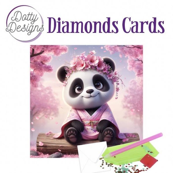 DDDC1213 Diamond Cards - sakura blossom panda