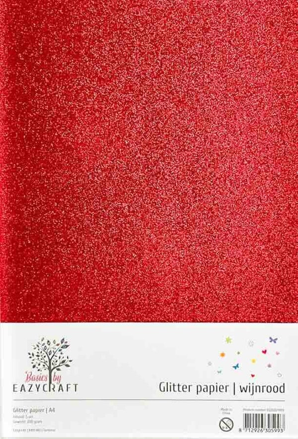 A4 glitter karton - wijnrood