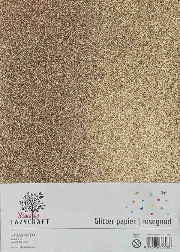 A4 glitter karton - rosegoud