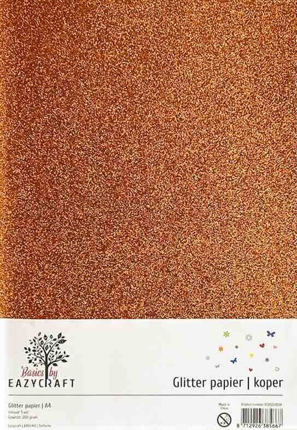 A4 glitter karton - koper