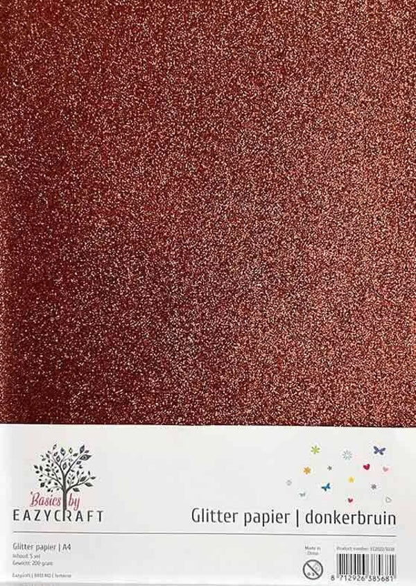 A4 glitter karton - donkerbruin