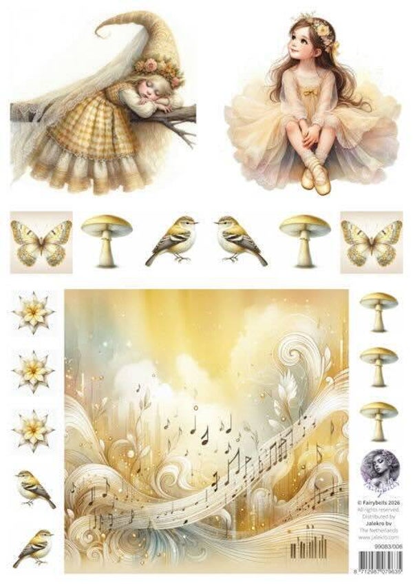 99083/006 Fairybells - combi knipvel voor pop-up en decoupage geel B