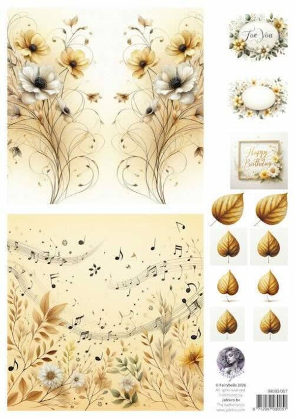 99083/007 Fairybells - combi knipvel voor pop-up en decoupage geel C