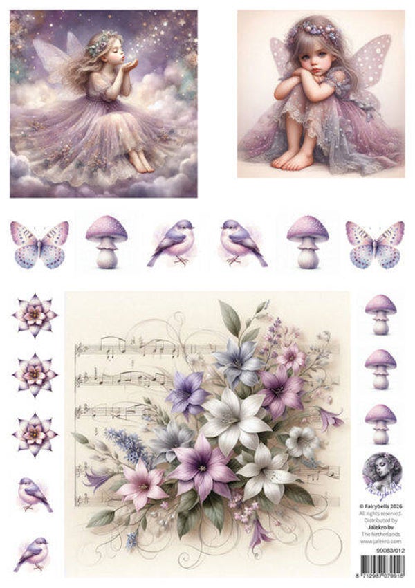 99083/012 Fairybells - combi knipvel voor pop-up en decoupage lila B