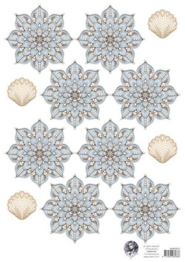 99083/021 Fairybells - combi knipvel voor pop-up en decoupage schelpenbloemen blauw A
