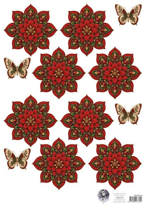 99083/026 Fairybells - combi knipvel voor pop-up en decoupage kerstbloem rood