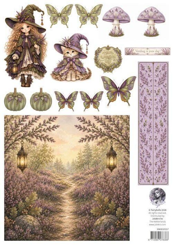 99083/037 Fairybells - combi knipvel voor pop-up en decoupage heide combi