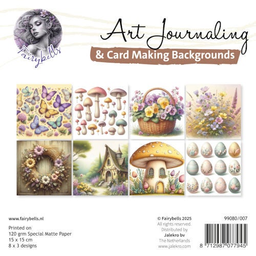 Fairybells Art journaling & card making backgrounds set 15 x 15 cm nr.7