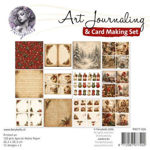 Fairybells Art journaling & card making set 20 x 20 cm nr.26 kerst rood-groen
