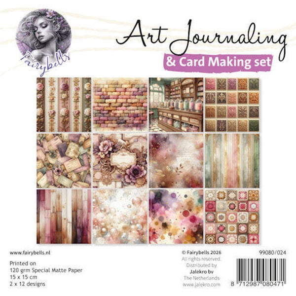 Fairybells Art journaling & card making backgrounds set 15 x 15 cm nr.24 vintage muizen