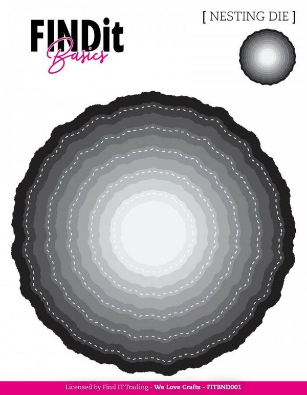 FITBND001 nesting die - stitched wavy circles