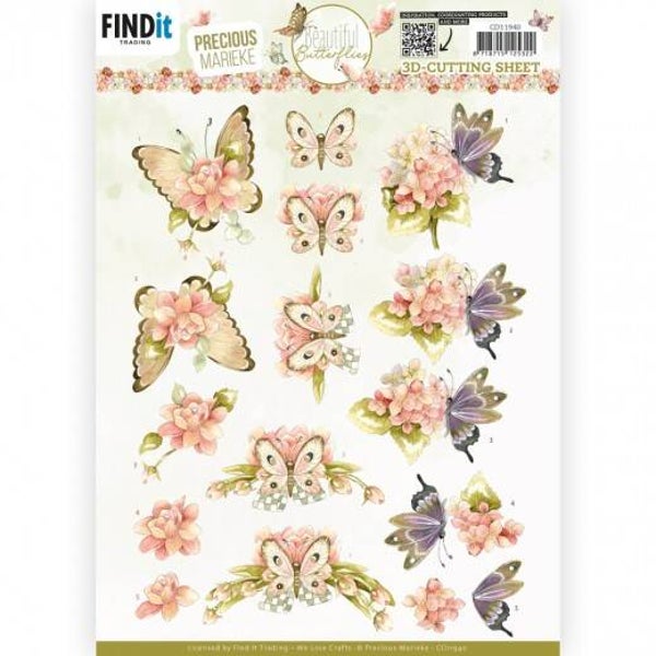 CD11940 pink butterflies