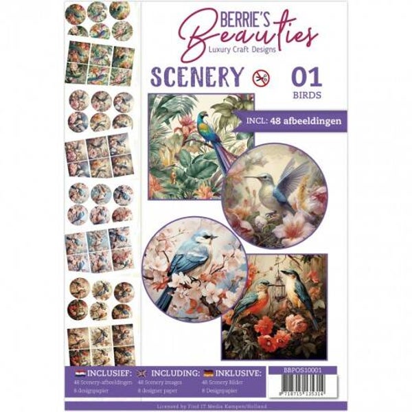 BBPOS10001 push out book Berrie's Beauties scenery - birds