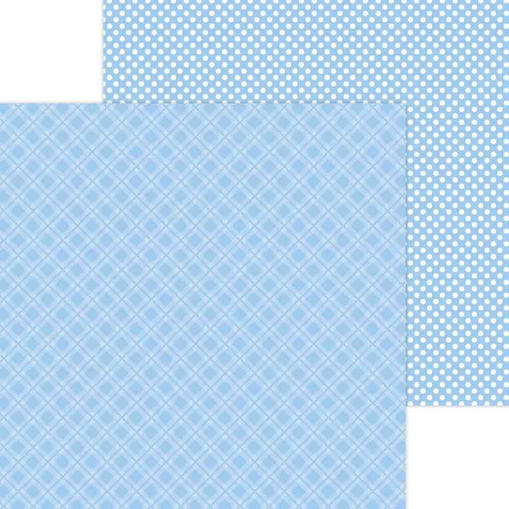 Petite prints - plaid / polka dot bubble blue