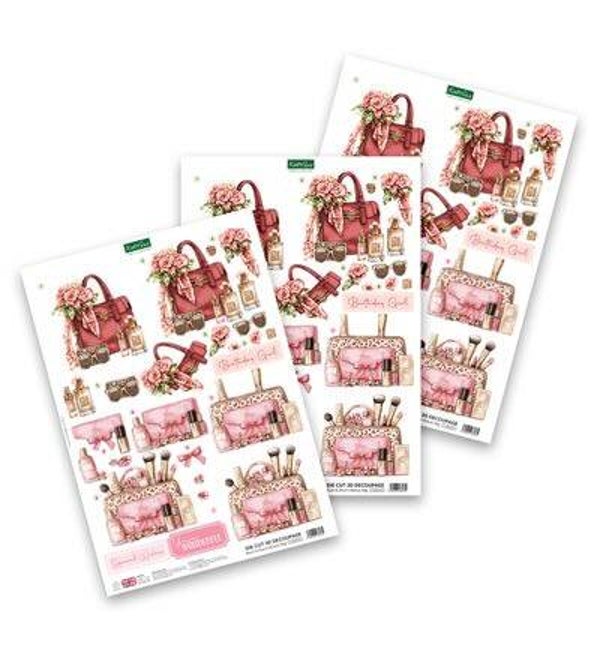 3D die-cut decoupage set - blush & bloom beauty bag