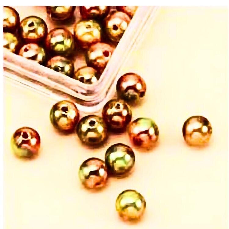 Kralen olie-effect 8 mm - goud-rood-groen