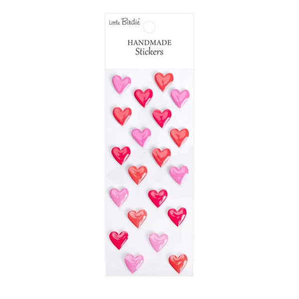 CR109817 handmade resin stickers - rosy red hearts