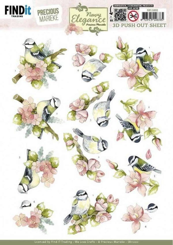 SB11002 navy elegance - flower bird