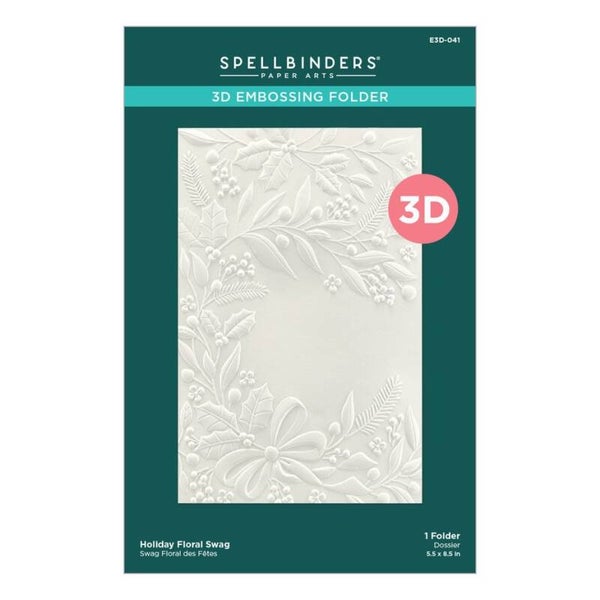 E3D-041 3D embossing folder - holiday floral swag