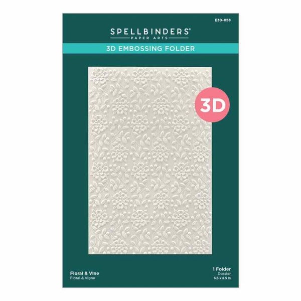 E3D-058 3D embossing folder - floral & vine
