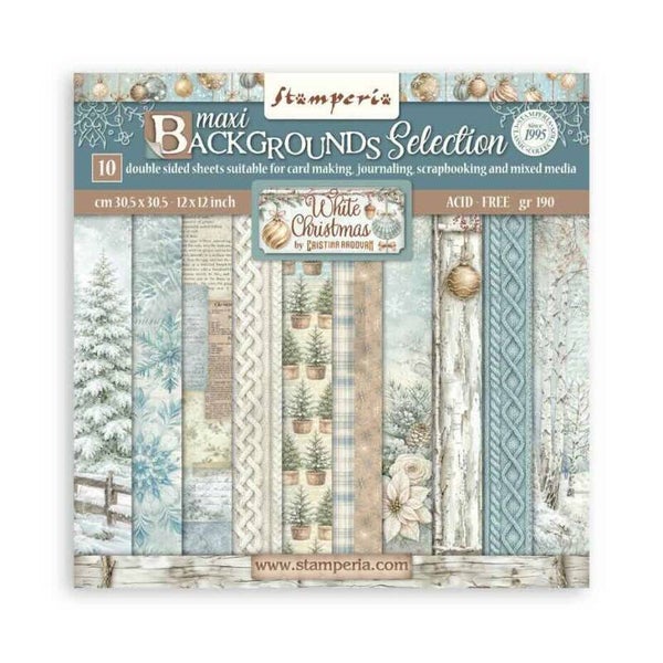 SBBL191 paper pack 30,5 x 30,5 cm - white christmas backgrounds