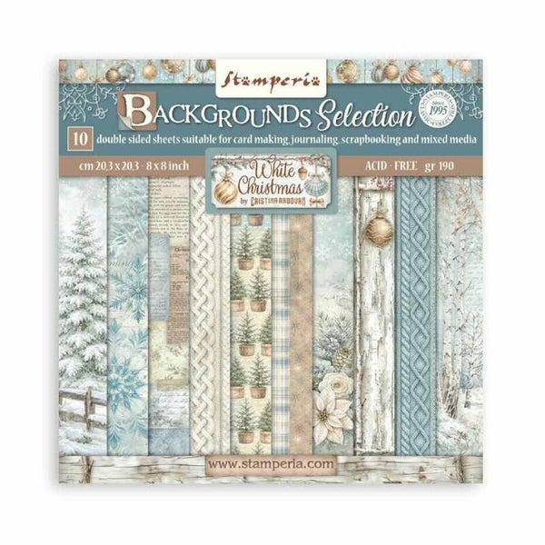 SBBS147 paper pack 20 x 20 cm - white christmas background