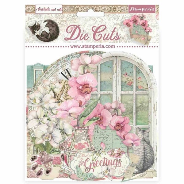 DFLDC93 die cuts - orchids & cats