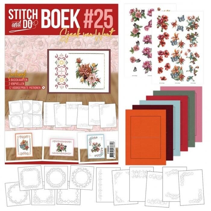STDOBB025 stitch & do book nr.25 reddish flowers