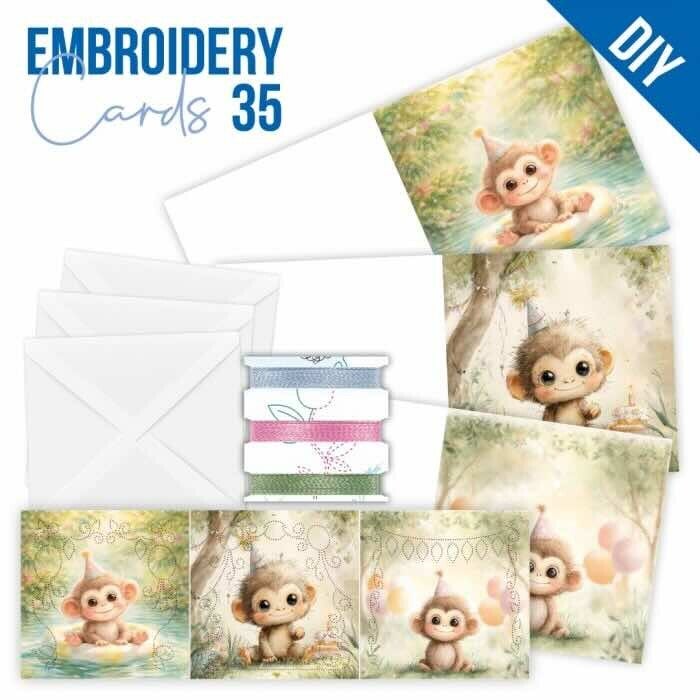 STDOPP035 Stitch & Do Cards set nr.35 - birthday monkey