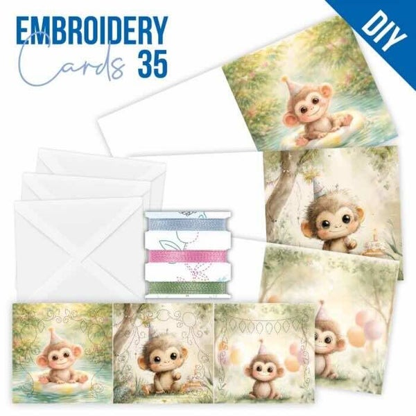 STDOPP035 Stitch & Do Cards set nr.35 - birthday monkey